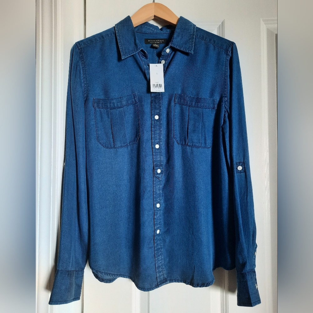 New Banana Republic Dillon Classic Fit Indigo Blue Denim Button-Up Shirt